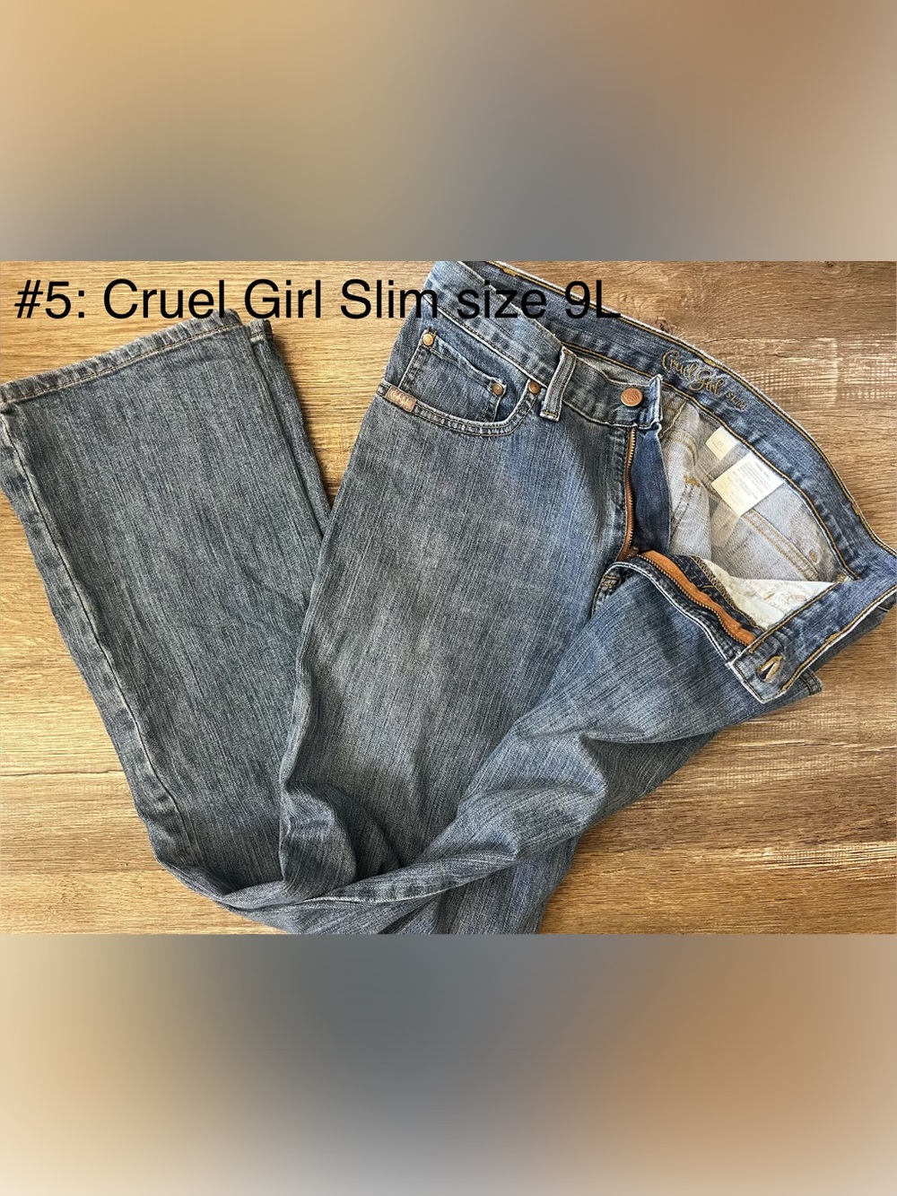 Cruel Girl Straight Leg Jeans in Blue Wash
